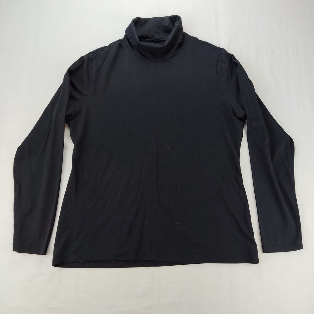 Time and Tru Turtleneck Women XL 16-18 Black Long Sleeve Solid Basic Stretch Top
